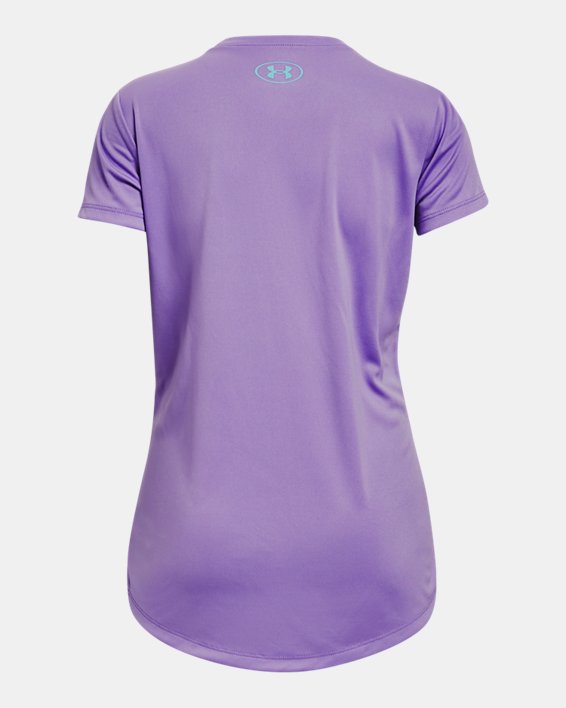 Girls' UA Tech™ Sportstyle Solid Short Sleeve, Purple, pdpMainDesktop image number 1